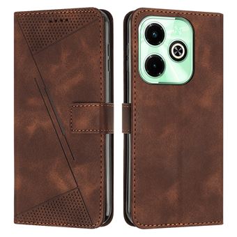 Capa FOXDOCK para infinix Hot 40i | Pele | Flip | 3 Compartimentos para Cartões | Castanho - 1