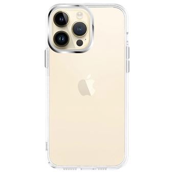 Capa em Acrilico Rigido Transparente Headcase® Space Case com Rebordo Câmara em Alumínio para Apple iPhone 14 Pro Max - Prata - 1