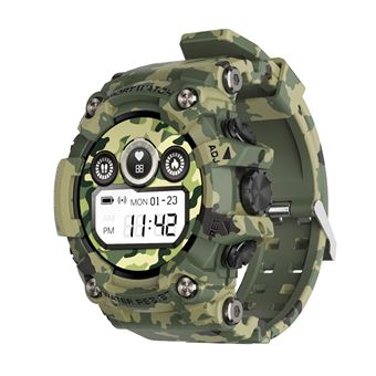 Smartwatch DAM T6 | Caixa de alta resistência | Monitor cardíaco dinâmico | Multidesportos | Informações meteorológicas | 5,7x2x4,5 cm - Camuflagem Verde - 1