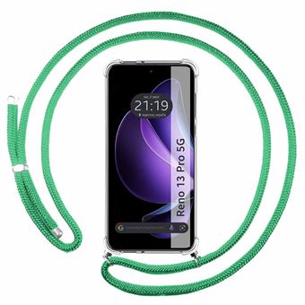 Capa Tumundosmartphone Transparente para Oppo Reno 13 Pro 5G com Fio Verde Água - 1