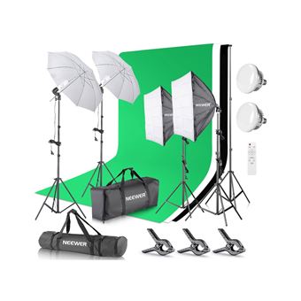 Kit Estúdio de Fotografia com Softboxes LED Neewer + 3 Fundos de Algodão | 3x6m - 1