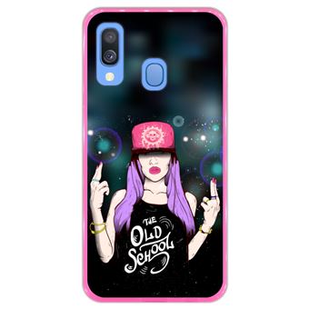 Capa Hapdey para Samsung Galaxy A40 2019 Design The Old School em Silicone Flexível e TPU Cor-de-Rosa