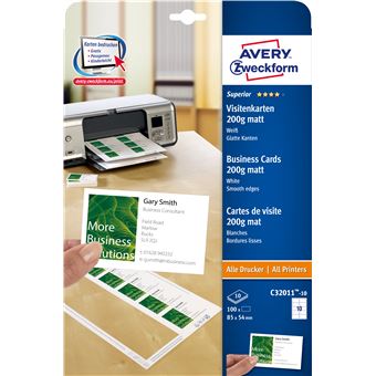 Cartão de Visita Avery Business Cards 85 x 54 Quick & Clean 10 Sheets - 1