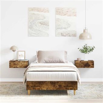 Estrutura de cama sem colchão vidaXL | 90x200 cm | carvalho fumado - 1