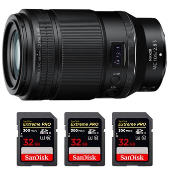 Nikon Z MC 105mm f/2.8 VR S Macro + 3 SanDisk 32GB UHS-II 300 MB/s + PDF 15 Técnicas para Melhorar as suas Fotografias - 1