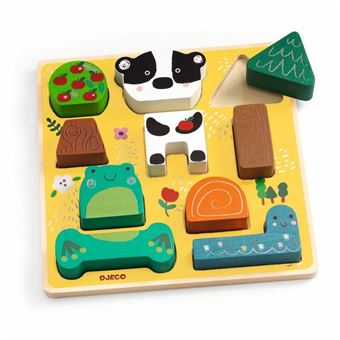 Puzzle de Encaixe DJECO Animais Puzz & Match Dog & Tree Wooden Matching  | 10 Peças - 1