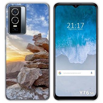 Capa Tumundosmartphone de silicone para Vivo Y76 5G design Desenhos do pôr do sol - 1