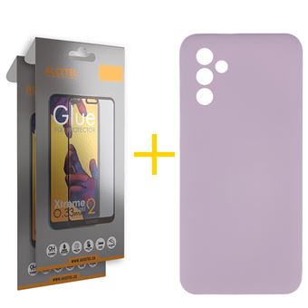 Pack 2 x Película de Vidro Temperado Full + Capa Accetel para Samsung Galaxy A05s 5G | Silicone Líquido | Roxo - 1