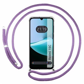 Capa Tumundosmartphone Transparente para Xiaomi Redmi 15C 4G / 5G com fio roxo - 1