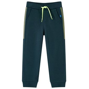 Calças de fato de treino com cordão para criança | vidaXL | verde-musgo 104 | 3 a 4 anos - 1