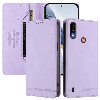 Capa FOXDOCK Tipo Carteira Flip para Motorola Moto E7 Power com Bloqueio RFID | Fecho Magnético | Pele PU  | Roxo - 1