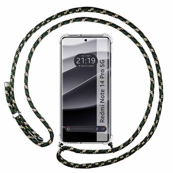Capa TUMUNDOSMARTPHONE transparente para Xiaomi Redmi Note 14 Pro+ Plus 5G com cordão verde/dourado - 1