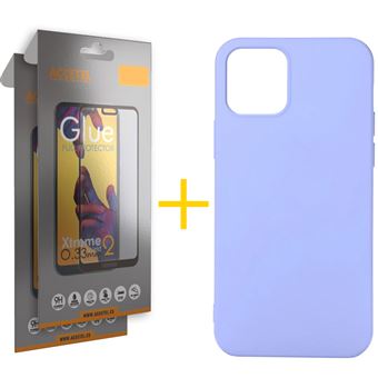 Conjunto Accetel para iPhone 12 Pro Max | 2 x Película de Vidro Full + Capa Silicone Líquido - Roxo - 1