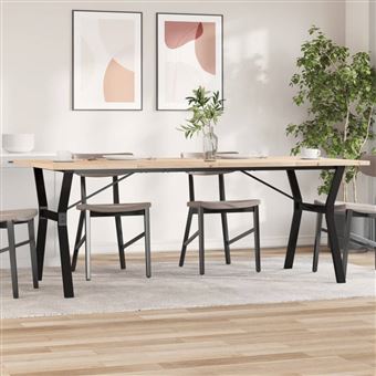 Mesa de jantar vidaXL | estrutura X 200x100x75,5 cm | pinho/ferro fundido - 1