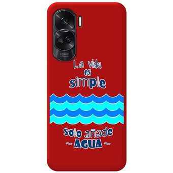 Capa Tumundosmartphone de silicone líquido vermelho para Honor 90 lite 5G desenhos de água com design - 1