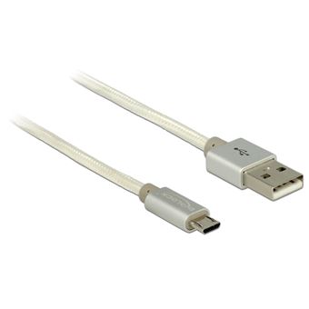 Cabo Usb DeLOCK 2m, USB2.0-A/USB2.0 Micro-B | Prateado, Branco - 1