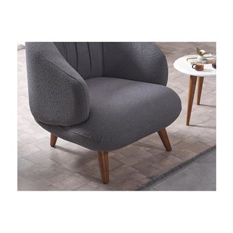 Poltrona Vente Unique JANINA | tecido bouclé | antracite - 1