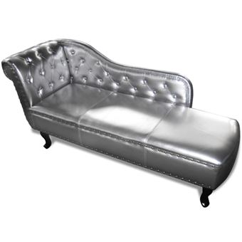 Chaise longue Chesterfield vidaXL prateado 168x58x77 cm - 1