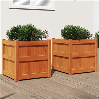 Vasos/floreiras de jardim vidaXL | 2 Peças | pinho maciço castanho cera - 1