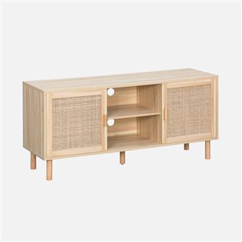 Móvel de tv sweeek com efeito cana e madeira | 120cm | natural - 1
