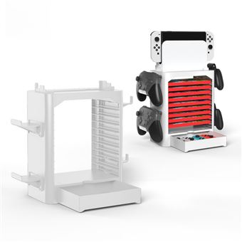 Suporte de Armazenamento CO-Phénix para Switch OLED para 10 discos e 4 controladores - Branco - 1