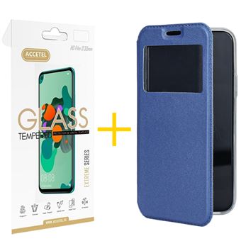 Conjunto Accetel 1 X Película de Vidro + Capa para Samsung A70 Gandy Flip Cover - Azul - 1