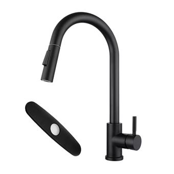 Torneiras de Cozinha DUDAO SLT10 | Flexível | Jacto Ajustável Versátil 304 Crómio + placa de base | preto - 1