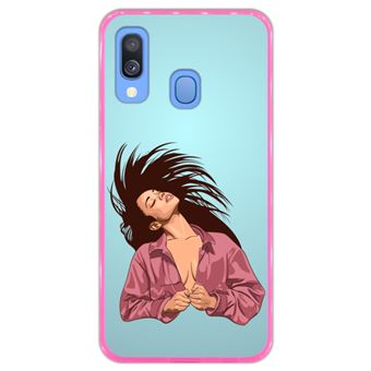 Capa Hapdey para Samsung Galaxy A40 2019 Design Hair Flip em Silicone Flexível e TPU Cor-de-Rosa