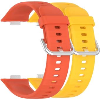 Pack 2x Bracelete em Silicone com Fecho de Metal Antiimpacto para Huawei Watch Fit 3 | Laranja e Amarelo - 1