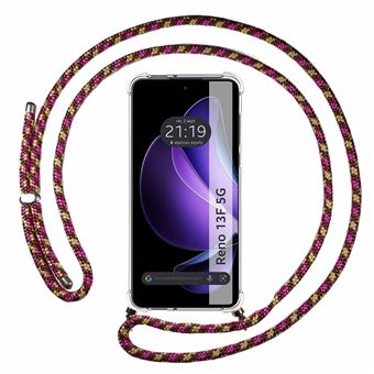 Capa TUMUNDOSMARTPHONE Transparente para Oppo Reno 13F 4G / 13 F 5G com cordão rosa / dourado - 1