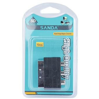 Adaptador Sanda SD-7303 | Conector Áudio-Vídeo SCART-RGB para RCA - Prateado - 1