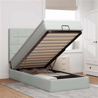 Estrutura cama otomana com colchões vidaXL | 90x190 cm | veludo cinzento claro - 1