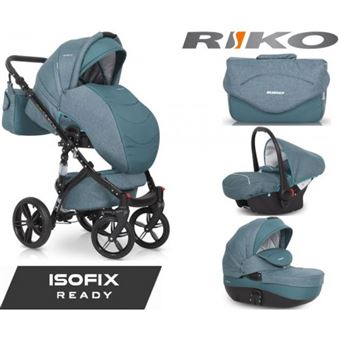 Carrinho Multifuncional Riko Brano Natural + Carlo Isofix Ready Adriatic | Azul - 1