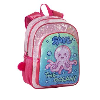 Mochila Primária DAM Pulpito Save The Ocean |  Adaptável a Trolley |  32x14x42 cm - 1