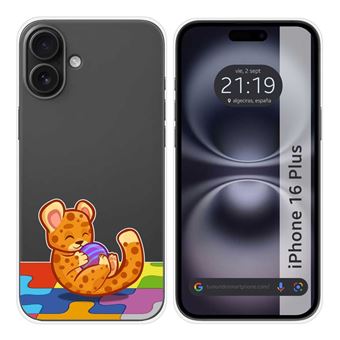 Capa de silicone TUMUNDOSMARTPHONE transparente para iPhone 16 Plus (6.7) | Design leopardo - 1