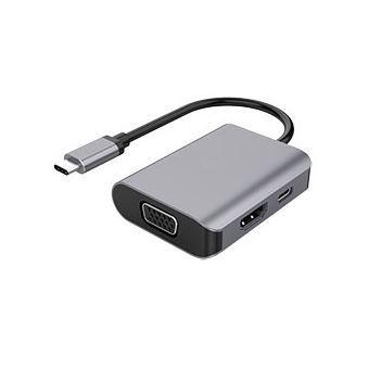 Hub de interface dlh dy-tu4212 usb 3.2 gen 1 (3.1 gen 1) type-c preto, prateado - 1