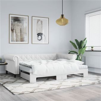 Sofá-cama com gavetão vidaXL | 90x200 cm | couro artificial branco - 1