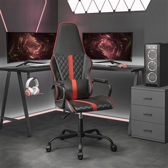 Cadeira de gaming vidaXL | couro artificial preto e vermelho - 1