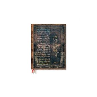 Michelangelo Handwriting Embellished Manuscripts Collection Ultra 12Month Vertical Hardback Dayplanner 2025 Wrap Closure - 1