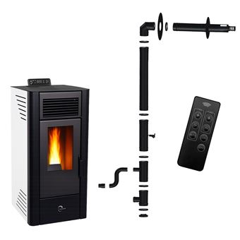 Salamandra a Pellets Sannover Anita + Kit de Instalação | 10 kW | Branco - 1