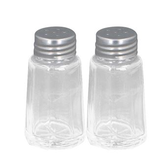Conjunto Saleiros e Pimenteiros Alpina | Pack 2 peças | Vidro com Etiqueta | Ultra Compacto | Transparente - 1