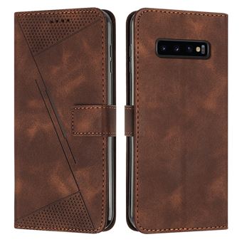 Capa FOXDOCK para Samsung Galaxy S10 Plus | Pele | Flip | 3 Compartimentos para Cartões | Castanho - 1