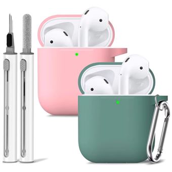 Kit de Limpeza e 2 Capas em Silicone Antiimpacto para Apple AirPods Pro 2ª Ger | Verde e rosa - 1