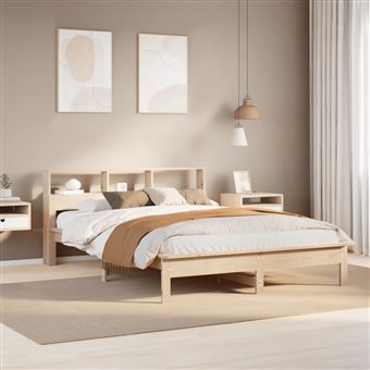 Cama com estante sem colchão vidaXL | 120x200 cm | pinho maciço - 1