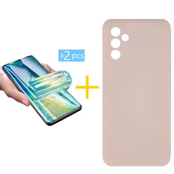 Pack 2 x Película de Hidrogel + Capa skyhe para Samsung Galaxy S25 5G | Silicone Líquido | Rosa-Creme - 1
