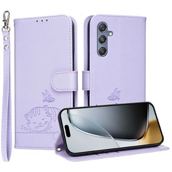 Capa FOXDOCK para Samsung Galaxy M35 | Flip | Bloqueio RFID | Fecho Magnético | Pele Sintética | Alça de Pulso Amovível | Roxo - 1