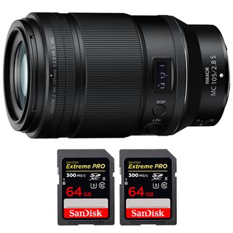 Nikon Z MC 105mm f/2.8 VR S Macro + 2 SanDisk 64GB UHS-II 300 MB/s + PDF 15 Técnicas para Melhorar as suas Fotografias - 1
