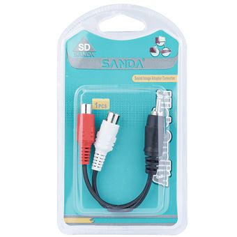 Adaptador Sanda SD-7301 | Conector Cabo de Áudio RCA para 2x RCA - Preto - 1