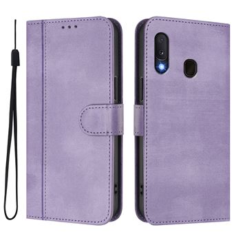 Capa FOXDOCK para Samsung Galaxy A20E/A10E | Estilo Vintage | TPU com Textura de Pele Antiderrapante | Compartimentos para Cartões e Suporte | Roxo - 1