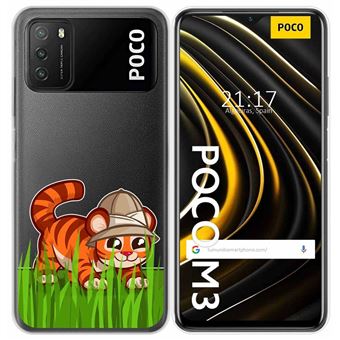 Capa Tumundosmartphone de Gel Transparente para Xiaomi POCO M3 / Redmi 9T Tiger Design Desenhos - 1